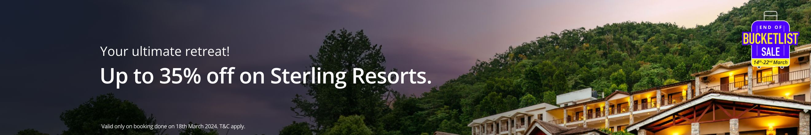 Get Upto 35% Off at Sterling Resorts Booking - Adani One